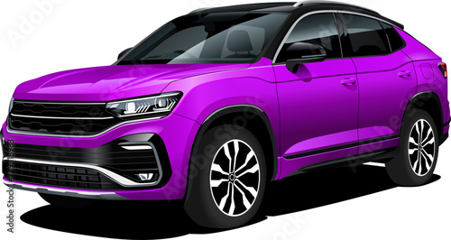 Realistic vector isolated purple car in front view