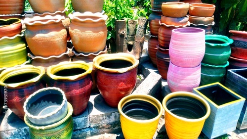 Clay pots for growing young flowers  © Michael