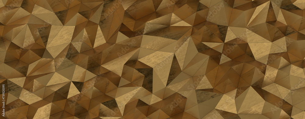 Obraz premium Gold Polygon Background 3D Rendering