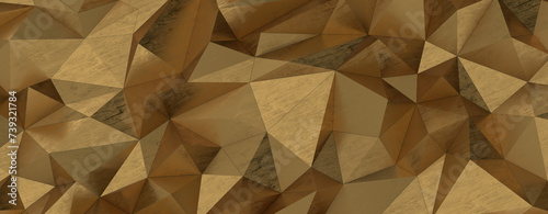 Fototapeta Naklejka Na Ścianę i Meble -  Gold Polygon Background 3D Rendering
