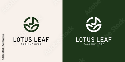 Simple lotus leaf logo design with combination letter from A to Z| premium vector