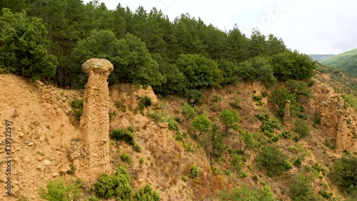 Aerial view of rock formation Stob pyramids,Bulgaria