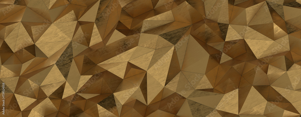 Obraz premium Gold Polygon Background 3D Rendering