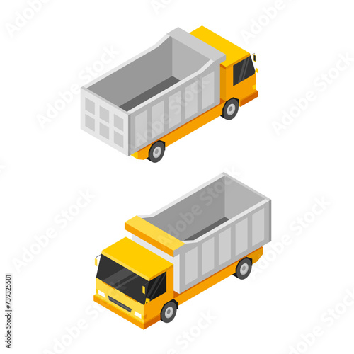 isometric heavy dump truck on white background vector illustration