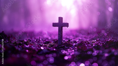 cross in purple light