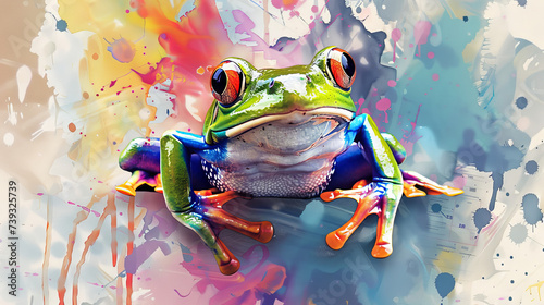 Artistic watercolor frog © XtravaganT