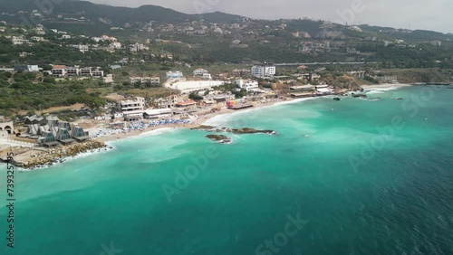 Aerial and drone view of Amchit coast in North Lebanon photo