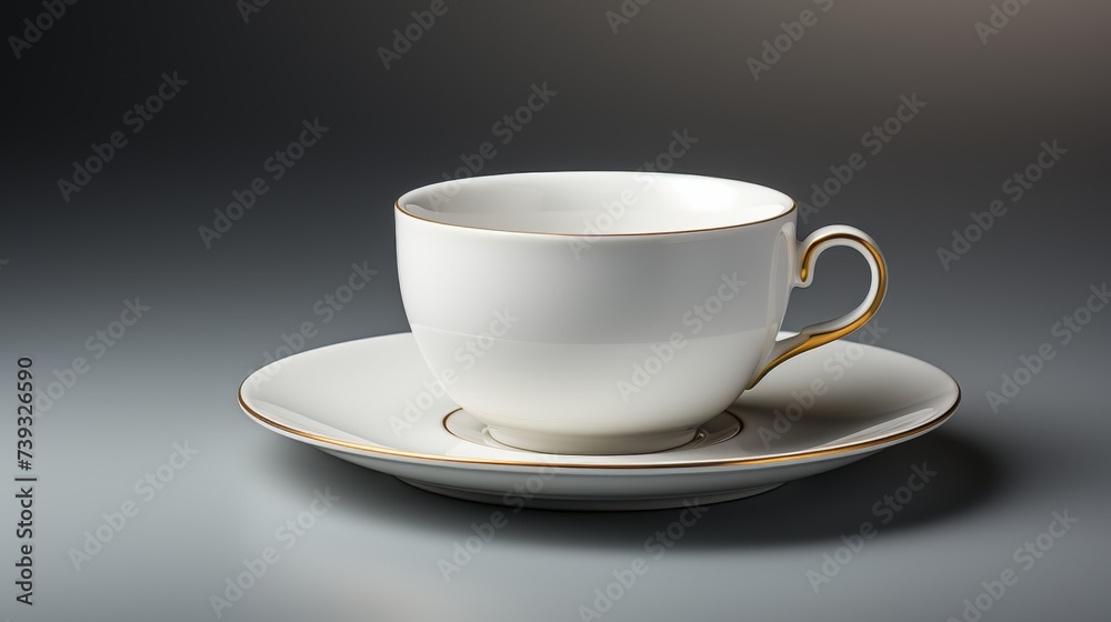 A classic porcelain teacup, its timeless elegance and simple design presented against a pristine whi A classic porcelain teacup, its timeless elegance and simple design presented against a pristine whi