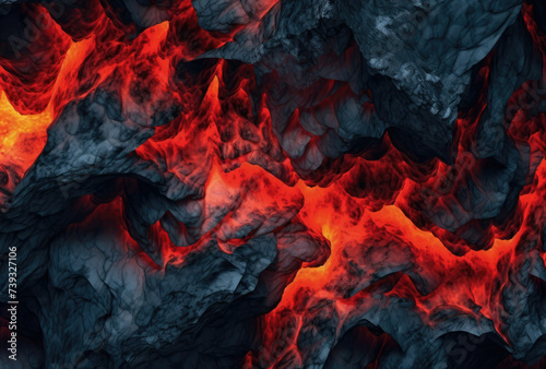 Close Up of Lava Rock With Red Flames