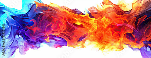 Close Up of Colorful Fire on White Background