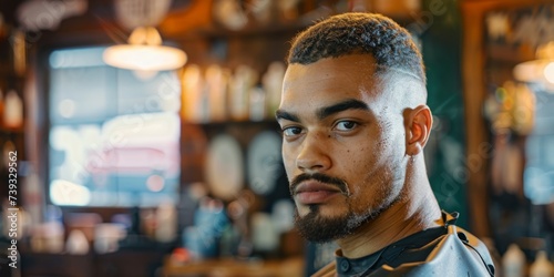 man getting a haircut in a barbershop Generative AI
