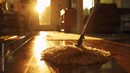 mop on hardwood floor