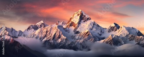 Beautiful landscape of amazing mountains with charming snowy peaks