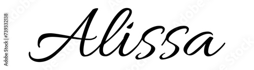 Alissa - black color - name written - ideal for websites,, presentations, greetings, banners, cards,, t-shirt, sweatshirt, prints, cricut, silhouette, sublimation	


