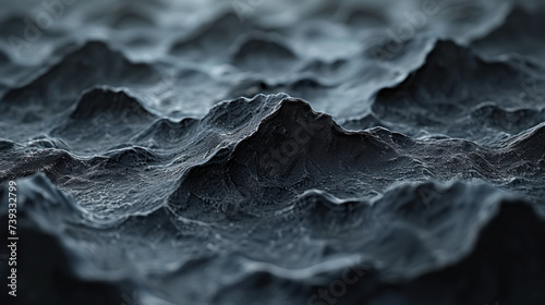 Digital artwork with a cinematic feel, rendered in 3D with dark, blue, and black tones. Moody and atmospheric. AI generative