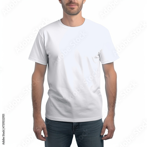 Man Wearing White T-Shirt and Jeans