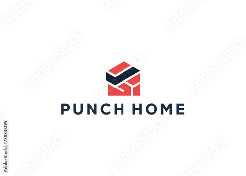 First Punch with Home Real Estate logo design illustration