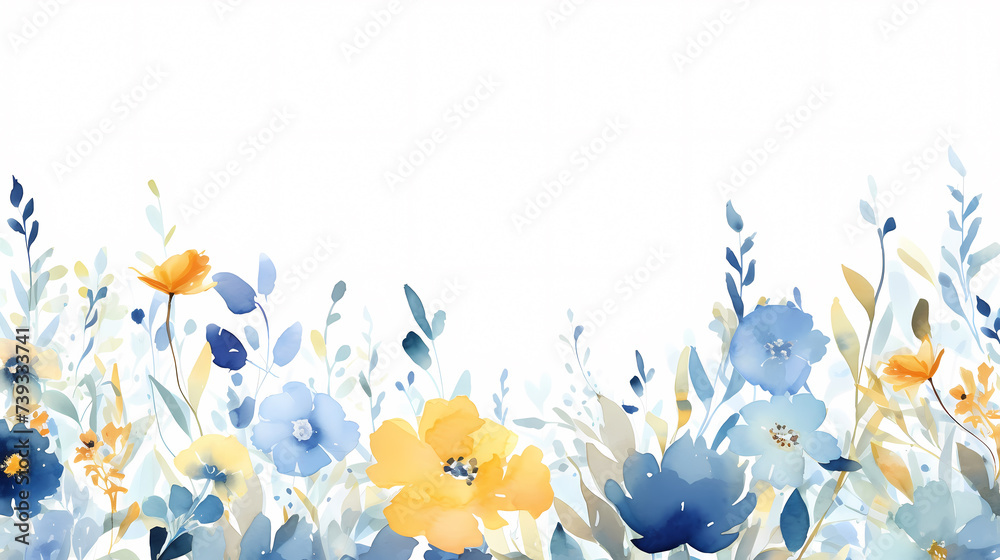 Fototapeta premium Flower frame with decorative flowers, decorative flower background pattern, floral border background