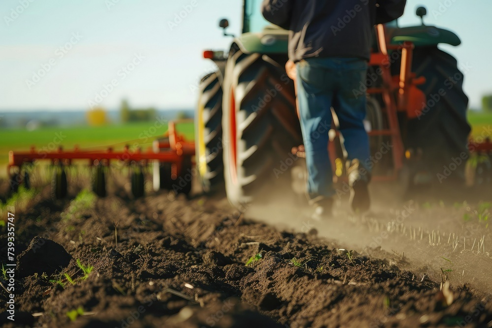 Rural producer being chased by a tractor with a planter. Rural producer being chased by a tractor with a planter.