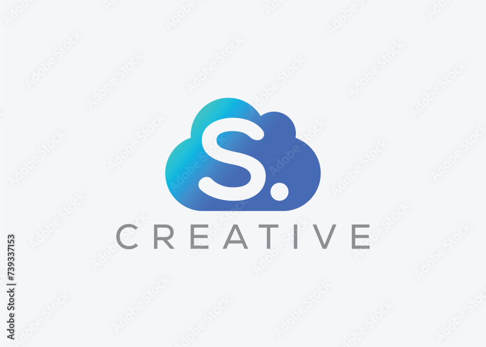 Fototapeta premium Creative and minimal letter S Cloud vector logo design template. letter S cloud logo