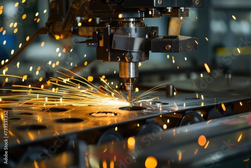 Top cw metal fabrication industry with a metal cnc machine, in the style of bokeh.