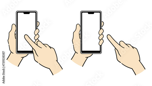 スマホを操作する男性の手のイラスト