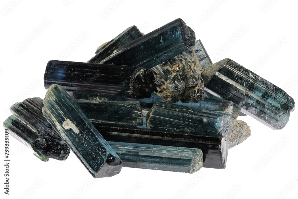 indigolites (blue tourmaline) from Afghanistan isolated on white background indigolites (blue tourmaline) from Afghanistan isolated on white background