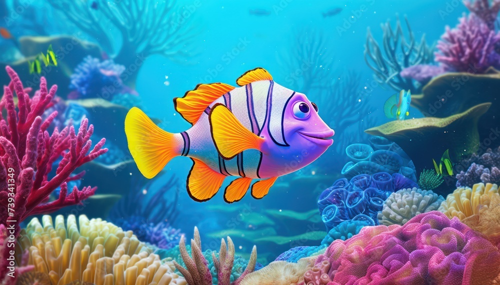 Fish in the water, coral reef, underwater life, various fish and exotic coral reefs Fish in the water, coral reef, underwater life, various fish and exotic coral reefs