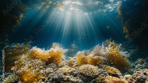 Underwater world with coral reef and colorful fish