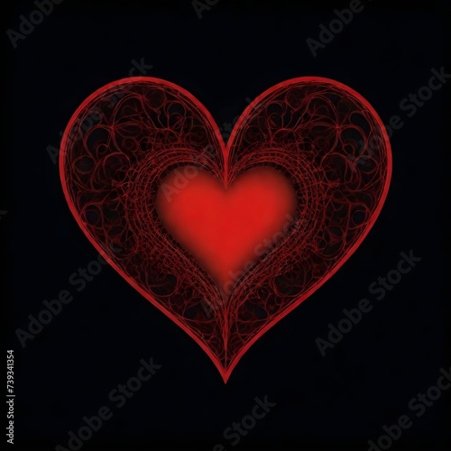  A red heart outline on a black background