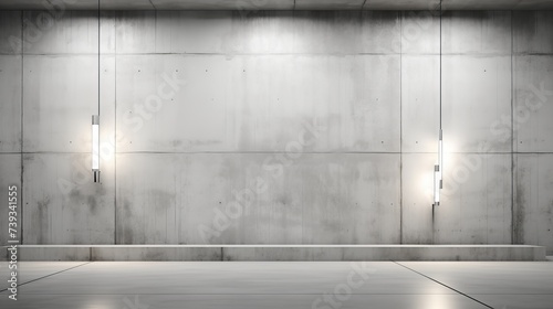 3D rendering of an empty concrete room with two wall lights © Adobe Contributor