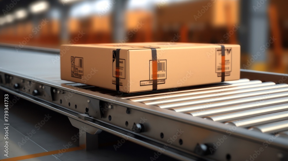 The baggage handling system uses conveyer rails, in factories or modern