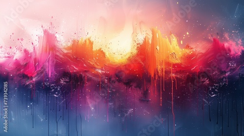 Creating Abstract Art with AI-Assisted Colorful Digital Light, Artistic Process in Creating Abstract Art Colorful ink art mixed with digital light lines.