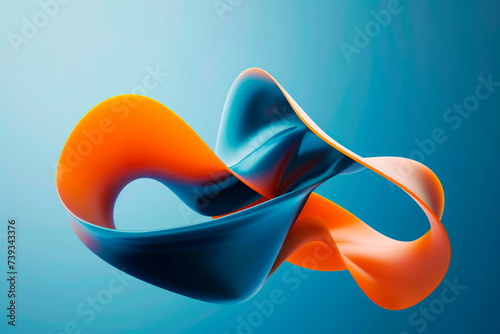 modern abstract gradient of deep blue and orange with curved solid geometric shape over blue background	