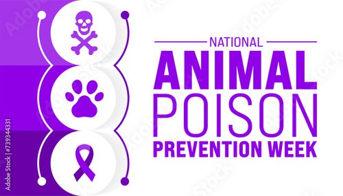 March is National Animal Poison Prevention Week background template. Holiday concept. use to background, banner, placard, card, and poster design template with text inscription and standard color.