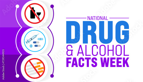 March is National Drug and Alcohol Facts Week background template. Holiday concept. use to background, banner, placard, card, and poster design template with text inscription and standard color.