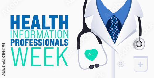 March is Health Information Professionals Week background template. Holiday concept. use to background, banner, placard, card, and poster design template with text inscription and standard color.