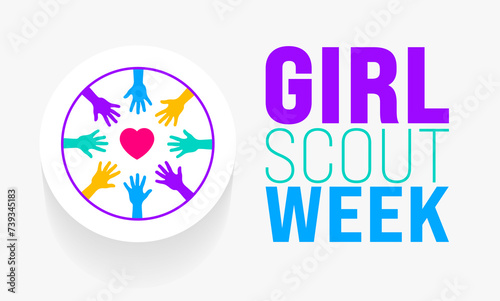 March is Girl Scout Week background template. Holiday concept. use to background, banner, placard, card, and poster design template with text inscription and standard color. vector illustration.