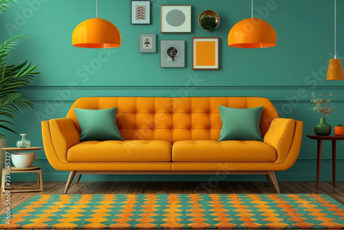 Mid-Century Modern: The mid-20th century, particularly the 1950s and 1960s, brought about a distinctive color palette photo