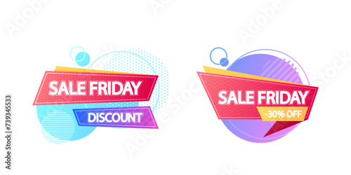 Sale Friday Discount Banners Or Tags. Eye-catching Visual Elements Designed To Highlight Special Offers, and Deals