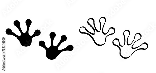 Big toad frog vector. Frog feet. drawing footprint or footstep print. Cartoon reptile. Frogs, amphibian icon