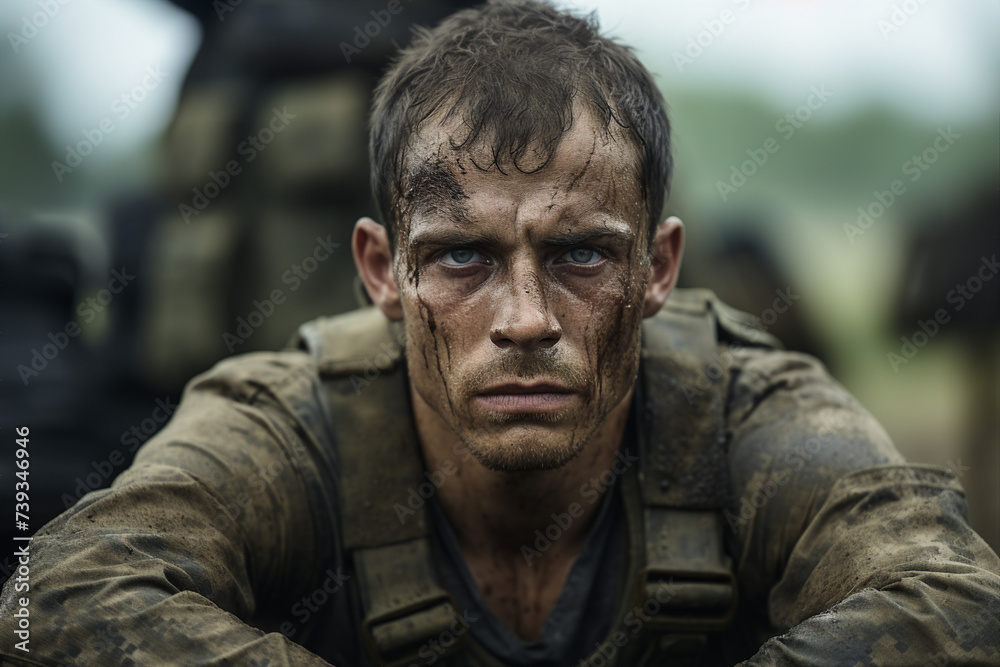 Soldier in military uniform UA flag of powerful army fighting against the aggression generative ai Soldier in military uniform UA flag of powerful army fighting against the aggression generative ai