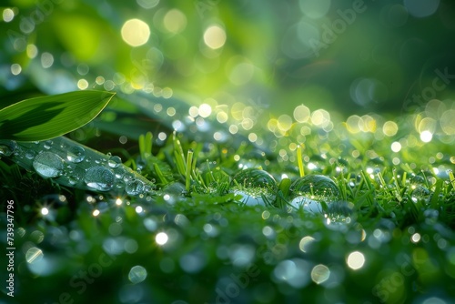 green leaf with drops