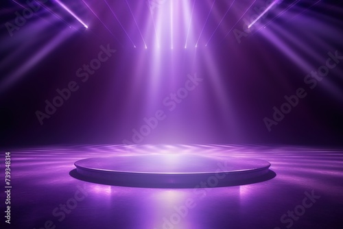 podium stage with shining purple light, for product display presentation