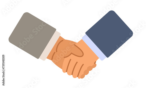 Cartoon business handshakes icon on isolated background. Successful deal concept flat illustration