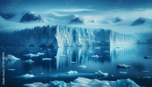 Serene Antarctic Landscape with Icebergs and Glaciers