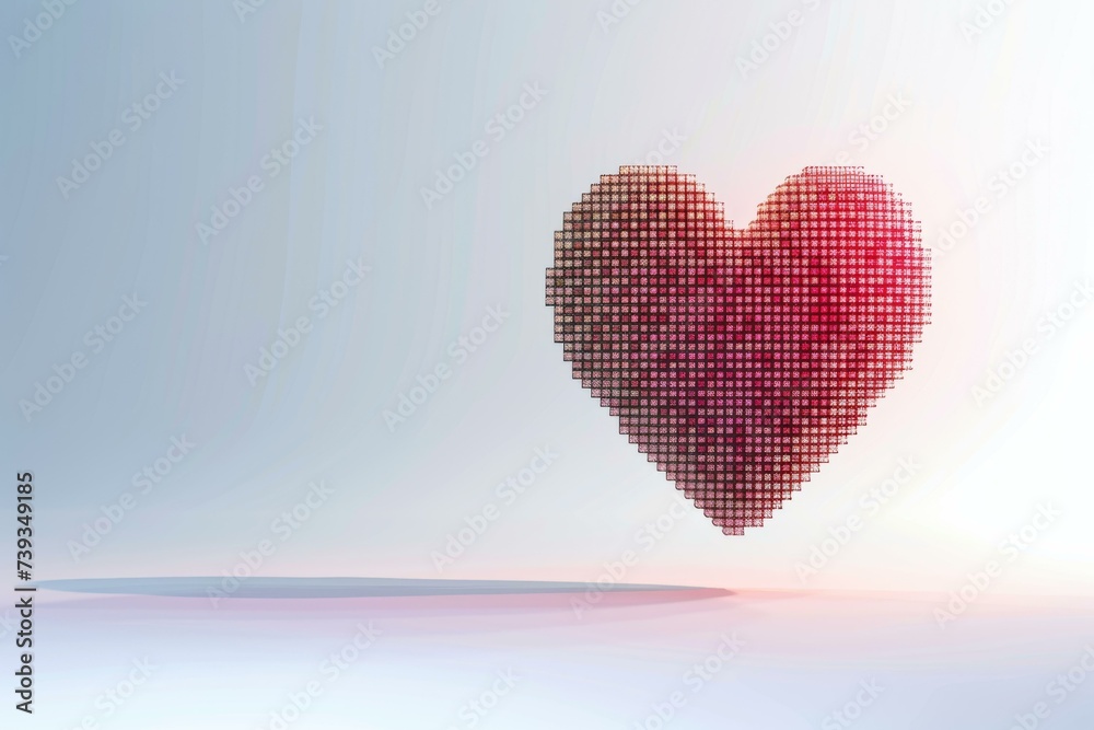 Digital Heart Illustration, Valentine's Day Concept