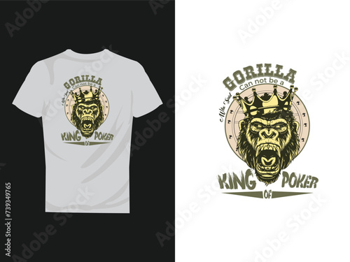 Vintage ferocious gorilla king round emblem in monochrome style on dark and light backgrounds isolated vector illustration
