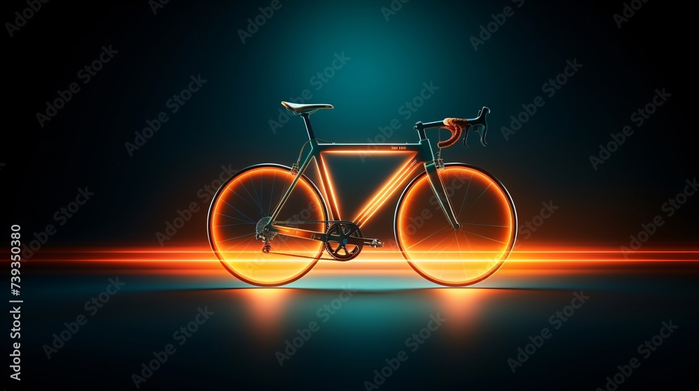 Fototapeta premium The colorful light trails from fast-moving bicycles create beautiful light trails along the way. The empty space created in the image is a great place to add additional text or information. This is.