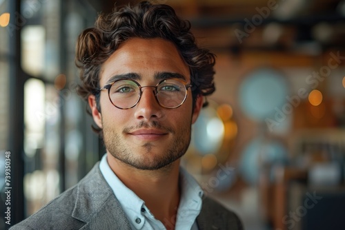 A sophisticated gentleman with a friendly smile wears his glasses and suit, showcasing the importance of vision care in his well-kept appearance